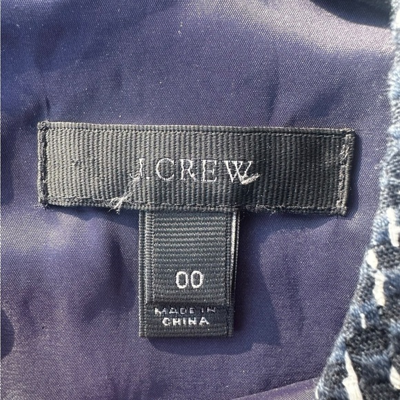 J Crew Navy Blue White Check Tweedy Sheath Dress Size 00 Formal Preppy Workwear - Picture 6 of 7
